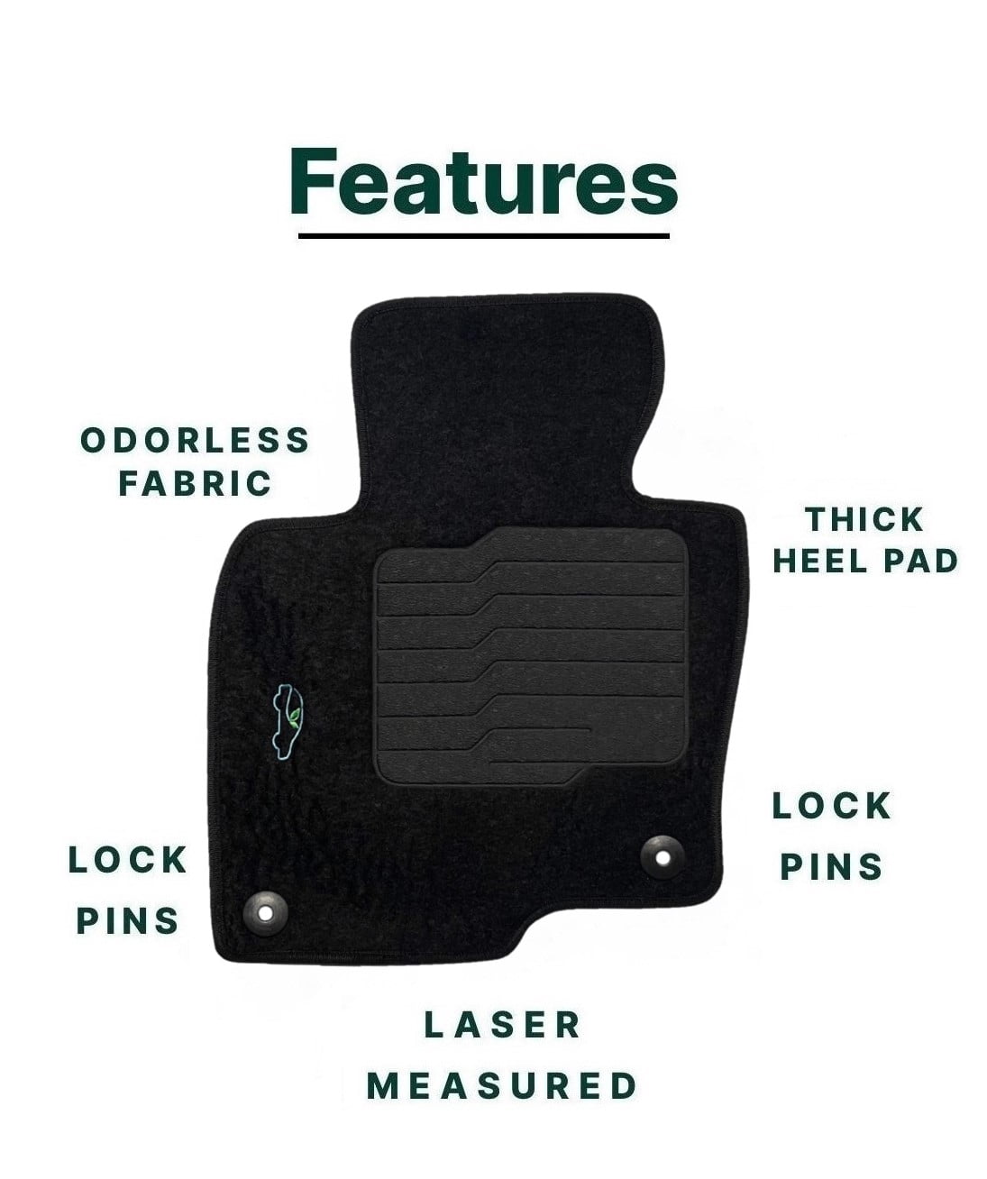 Carpet Floor Mats for 2017 to 2025 Mazda CX-5 with Anti Slip Heel Pad and Safety Locks - Front and Rear - Black - ecoMats