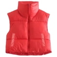 thumbnail image 3 of Moda mujer invierno cálido chaleco corto sin mangas cuello alto doble cara ligero globo chaleco agradable a la piel Daliy Wear, 3 of 5