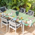 thumbnail image 2 of Easter Bunny Table Cloths for 8 Foot Rectangle Tables, Farmhouse Colorful Eggs Tulip Wood Grain Green Patio Waterproof Elastic Fitted Tablecloths, Washable Rectangular Table Cover for Camping, 2 of 8