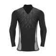 thumbnail image 3 of Doomiva Mens Latin Ballet Dance Top Glittery Rhinestones Lapel V Neck Long Sleeve T-shirt Top Dancewear Black XL, 3 of 7