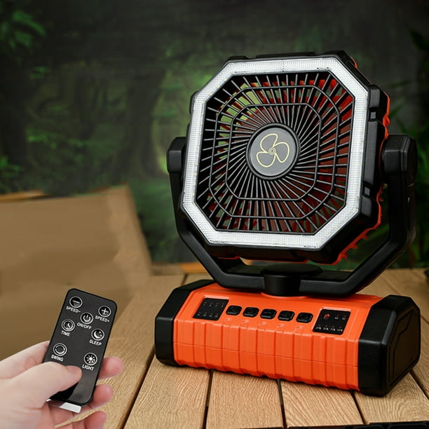 Ventilador al aire libre USB de Light Camping con LED Recargable 20000 mAh Hanging ventilador naranja
