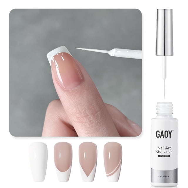 Esmalte de uñas en gel GAOY White Swirl Art Liner de 8 ml con brocha fina