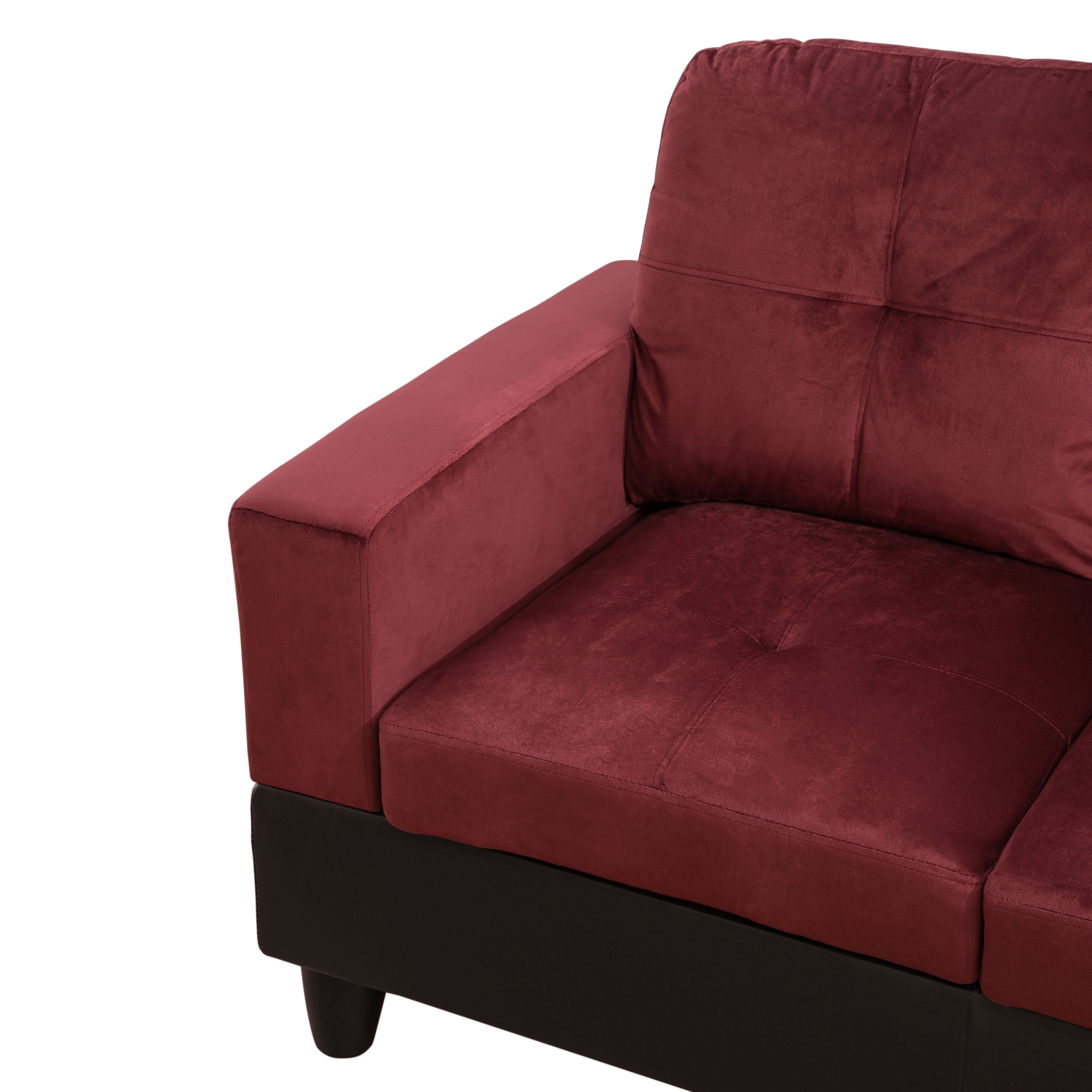 MAYEERTY Red Modern 3-Piece Flannel & PVC Couch Vibrant Bold Living Room Seating