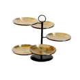 thumbnail image 3 of Bandeja para postres, bandeja para as, centro de mesa de buffet de 5 platos, soporte para servir y juego de platos, plato para servir aperitivos Oro, 3 of 10