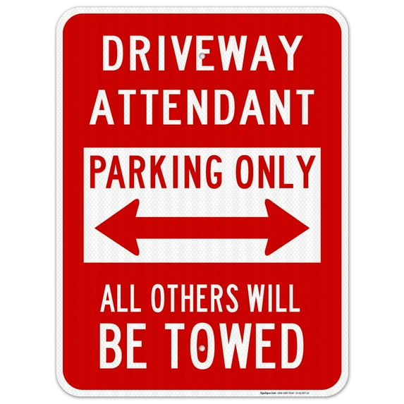 Driveway Attended Parking Only Directional Sign, 18x24 Reflective Aluminum EGP