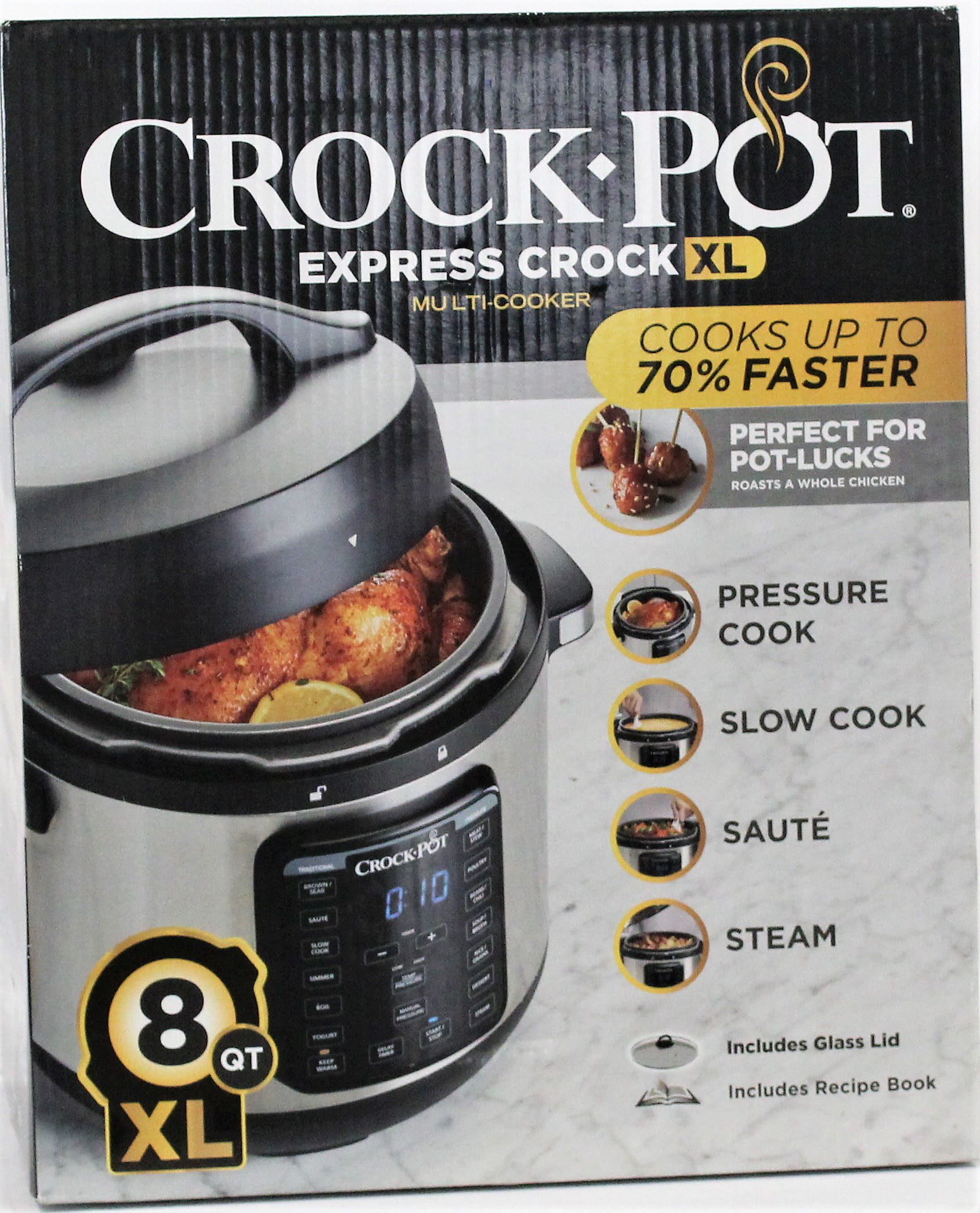 Crock-Pot Express Programmable Multi-Cooker Stainless Steel Slow Cook Steam Food 