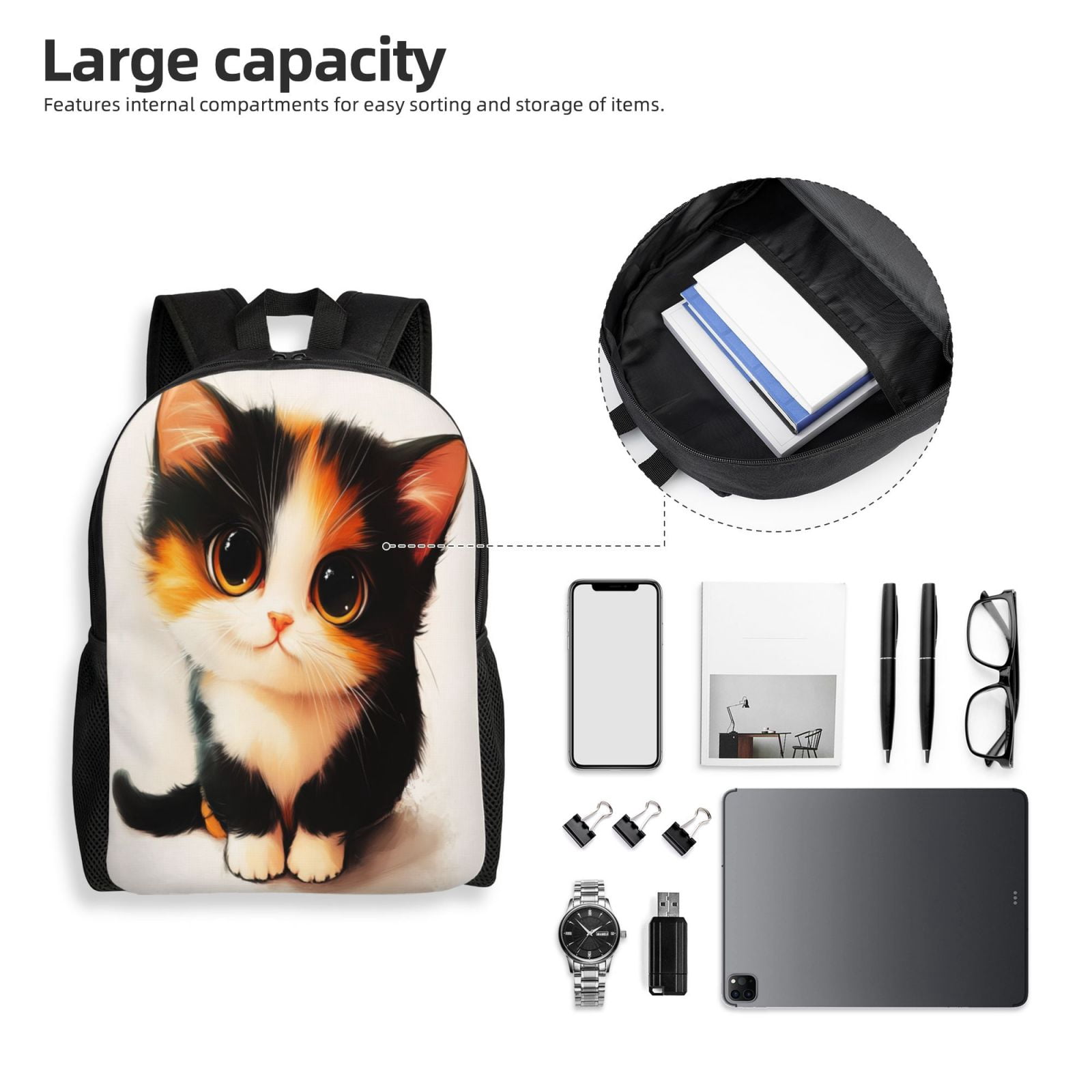 Cat Backpack Double Shoulder Backpack Durable, Spacious, Ergonomic Design for Travel, Work & Outdoor Use
