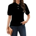 thumbnail image 5 of TODOZO Women's Polo Shirts Cotton 3-Button Short Sleeve Collared Tops Summer Cool Shirt Uniform Casual Shirts Tops for Trendy Short Sleeve Vacation Outfits Blouses Casual Summer Collared Shirts, 5 of 7