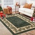 thumbnail image 2 of GlowSol 10' x 13' Christmas Area Rug Xmas Pine Cones Pattern Rug Plaid Rug Washable Non Shedding Non-Slip Rugs for Living Room Bedroom, Green, 2 of 6