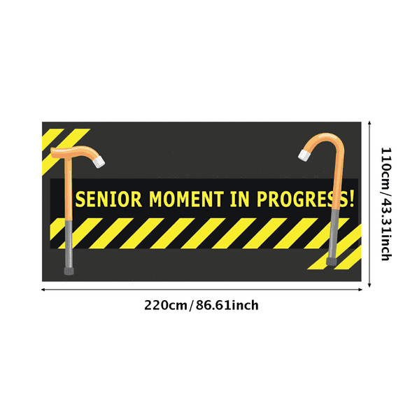 Funny Senior Themed Banner with Cane Design Background Decoration for Senior Moments Parties Retirement Celebrations Photo Backdrops Senior Events