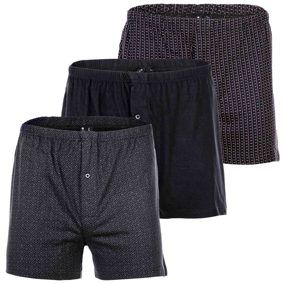 YOURBASICS Calzoncillos de punto para Hombre, paquete de 3 - algodón, abertura con botones, patrón, paquete múltiple NegroMix 2XL (XX-Large)