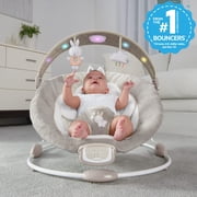 Ingenuity InLighten Twinkle Tails Vibrating Infant Baby Bouncer with Lightning Toy Bar and Pillow