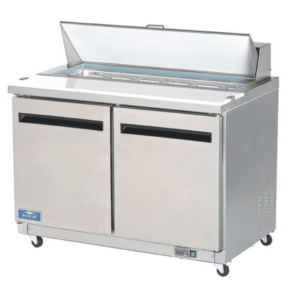 Arctic Air AST48R 48.25-Inch Two Door Refrigerated Sandwich/Salad Prep Table With Refrigerated Base, 12 Cubic Feet, 115v