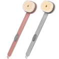 thumbnail image 1 of Cepillo trasero de 4 piezas con dispensador de jabón, cepillo trasero de ducha de burbujas de un toque para exfoliar (gris + rosa) TUNC Sencillez, 1 of 5