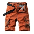 thumbnail image 2 of JTieacloth Mens Outdoor Casual Elastic Waist Relaxed Fit Cotton Lightweight Quick Dry Fishing Hiking Work Shorts Cargo Shorts Men's Cargo Shorts Yellow, 2 of 6