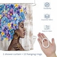 thumbnail image 4 of Abstract Shower Curtain for Bathroom, Retro African-American Women Blue Purple Flower Butterfly Waterproof Cloth Fabric Bathroom Accessories Set with 12 Rust Proof Plastic Hooks, 54"x78", 4 of 9