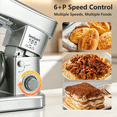 thumbnail image 3 of SeaSpark 6-IN-1 Multifunctional Stand Mixer, 6-Speed 6.3 QT Tilt-Head Kitchen Mixer, Electric Food Mixer with Bowl, Juice Blender, Dough Hook, Beater, Whisk for Most Home Cooks, Silver, 3 of 8