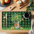 thumbnail image 2 of St. Patrick's Day Placemats Set of 4, Green Clovers Coin Buffalo Plaid Placemats for Dining Table, Place Mats for Kitchen Tabletop, Waterproof Wipeable Dining Table Mats Set, 2 of 9