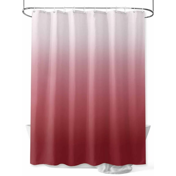 Red Gradient Shower Curtain, Waterproof Shower Curtain Set with 12 Hooks Lightweight Washable Fabric Shower Curtains for Bathroom 36x72 Inches