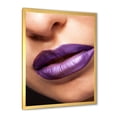 thumbnail image 2 of Designart 'Close Up View of Girl Lips With Purple Lipstick' Modern Framed Art Print, 2 of 4