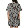 thumbnail image 6 of Rateoe Brown Moose with Pinecones Pattern Women's Short-Sleeved Pajama Set - 2 Piece Soft and Lightweight Sleepwear Set-X-Large, 6 of 7