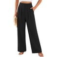 thumbnail image 5 of BADHUB Womens Dress Pant Pleat Business Casual High Waisted Pant Fashion Offic Slack Solid Color Trousers Black L, 5 of 6