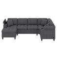 thumbnail image 5 of BEBPILOO Modern U-shaped Sectional Sofa, 115.7" Corner Sectional Couch with Built-in Cup Holders, Storage Space and USB Ports for Living Room, Gray, 5 of 12