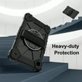 thumbnail image 3 of Shockproof Case for Samsung Galaxy Tab A8 10.5" 2022 SM-X200 X205 X207, Rugged Hybrid Protection Drop Proof Cover with Shoulder Strap & Hand Strap Rotating Kickstand Kids Friendly Case,Black, 3 of 8