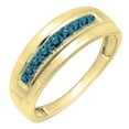 thumbnail image 1 of Dazzlingrock Collection Round Blue Diamond Nine Stone Groom Traditional Anniversary Wedding Band for Men (0.23 ctw, Color Blue, Clarity I2-I3) in 14K Yellow Gold, Size 10.5, 1 of 1