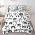 thumbnail image 1 of Erosebridal Lit avec Nœud Kawaii Taille Complète, Ensemble de Lit Noir, Décor Style Princesse, Réversible 7 Pcs, 1 of 5