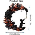 thumbnail image 3 of Halloween Moon Cat Garland With Rose, 35cm Black Halloween Wreath, Halloween Decoration For Front Door Window Wall Indoor OutdoorScvvd, 3 of 4