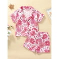 thumbnail image 3 of xiaxaixu Ensemble de Pyjamas pour Filles, Imprimé Floral Manches Courtes Col Rabattu avec Shorts à Taille Élastique, 3 of 9