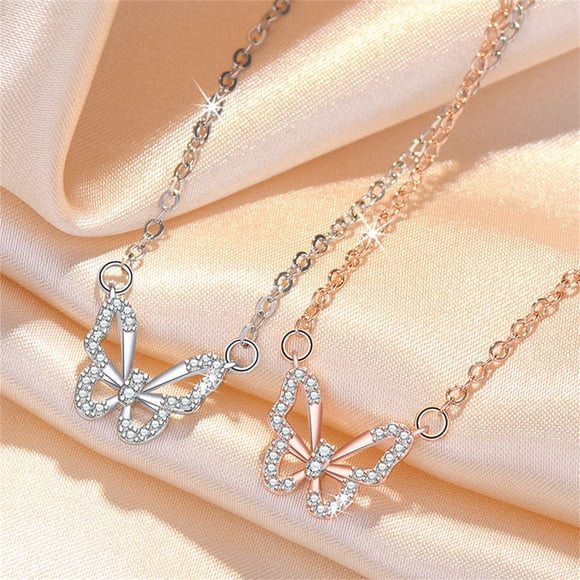 LSLJS Fashion 28 Cubic-Zirconia Necklace for Women Gril Wonderful Gift (Silver + Rose Gold), Gifts for Mom Wife Girlfriend on Anniversary Mothers Day Valentines Day Christmas Birthday Gifts