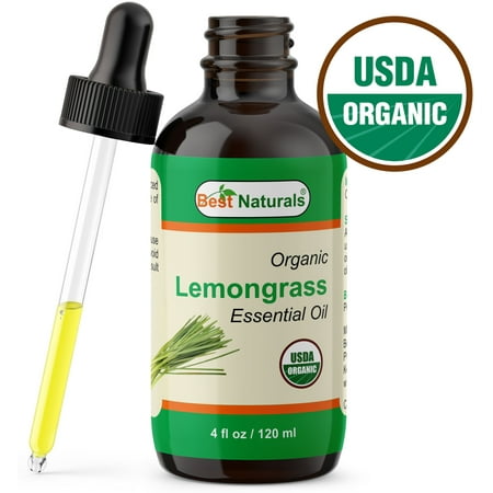 Best Naturals Certified Organic Lemongrass Essential Oil with Glass Dropper Lemongrass 4 FL OZ (120 (Best Lemon Essential Oil)