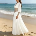 thumbnail image 6 of WPPGONE Wedding Guest Dresses for Women V-Neck Long Sleeve High Waist Draped Maxi A-Line Dress Flowy Swing Party Gown Evening Holiday Wear, 6 of 8