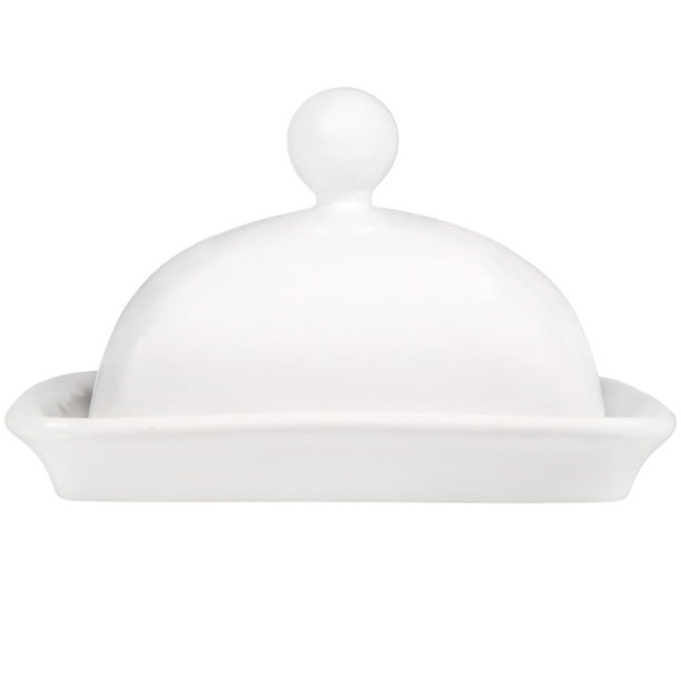 Home Essentials Covered Butter Dish White Porcelain Butter Serving
