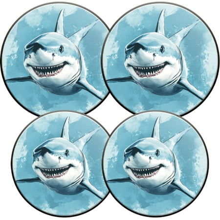 

Electric Stove Burner Covers 4 Pcs Round Gas Burner Cover 8 and 10 Inch Watercolor - effect Great White Shark