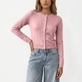 thumbnail image 5 of ClodeEU Women's Round Neck Button Front Knit Cardigan,Casual Long Sleeve Slim Fit Knit Outerwear ,Women's S-XXL, 5 of 7