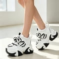 thumbnail image 2 of Willtoo Womens Chunky Platform Sneakers Lace Up Color Block High Heel Casual Shoes Fashion Thick Sole Comfort Walking Shoes, 2 of 6