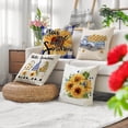 thumbnail image 3 of Summer Sunshine Sunflower Pillow Covers Summer Farmhouse Throw Pillow Case Rustic Buffalo Plaids Gnome Floral Decorative Cushion Case for Holiday Indoor Outdoor Sofa Home, Blue 18 x 18 Inch, 3 of 4