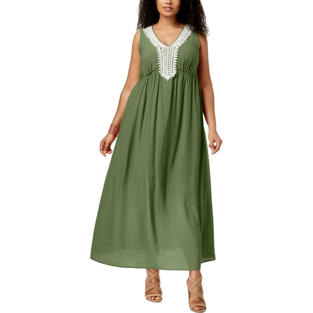 Ny Collection Ny Collection Womens Plus Sleeveless V Neck Maxi Dress Walmart Com Walmart Com