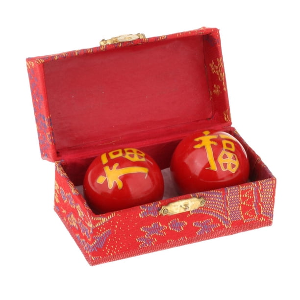Bolas De Masaje De 2 Piezas Con Caja De Almacenamiento Bolas De Baoding Para Personas De Mediana Edad Fu Word Red Sunnimix Ejercicio Masaje Balonmano