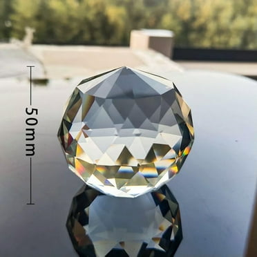 EOEMY 50mm Clear Flat Bottom Faceted Prism Ball Crystal Paperweight Suncatcher Decor