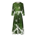 thumbnail image 6 of Stylish and Comfortable Women's Casual Dress Retro Christmas Snowflake Print Long Round Neck Half Sleeve for Festive Gatherings and Everyday Wear, 6 of 7