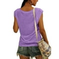 thumbnail image 5 of Elainilye Fashion Womens Summer Tops Solid Color Cap Sleeve Blouses T-Shirt Casual Loose Fit Basic Tank Tops,Purple, 5 of 9