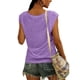 thumbnail image 4 of Fiudx Ofertas Flash Del Día Solo En Línea Blusas de Manga Casquillo de Color Sólido para Mujer Camisetas Sin Mangas Básicas de Ajuste Holgado Informal, 4 of 7