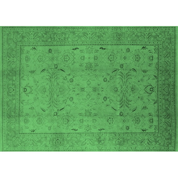 Ahgly Company Indoor Rectangle Oriental Emerald Green Industrial Area Rugs, 5' x 8'