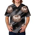 thumbnail image 2 of Domuza Halloween Scrub Shirt Men Witch Castle Pattern Casual Short Sleeve V Neck T-Shirts Trendy Comfy Funny Medical Tops with 3 Pocket Green L, 2 of 6