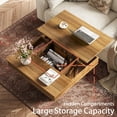 thumbnail image 3 of GUNAITO Lift Top Coffee Table with LED Lights, Modern Farmhouse Center Table with Storage, 31.5''Hx31.5''Wx19''D, Light Brown, 3 of 11