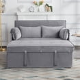thumbnail image 6 of Gewnee 46" Convertible Sleeper Sofa Bed Velvet Futon Couch,Pull-Out Bed,Modern Loveseat for Living Room,Apartment,Small Space ( Light Gray ), 6 of 11